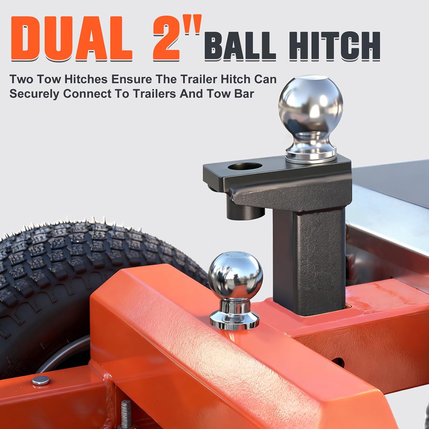 Electric Trailer Dolly 7500LBS Capacity 48V 12AH 800W, 6-Wheel Anti-Tipping Heavy Duty Steel with Dual Ball Hitch for RV Trailers (Orange)