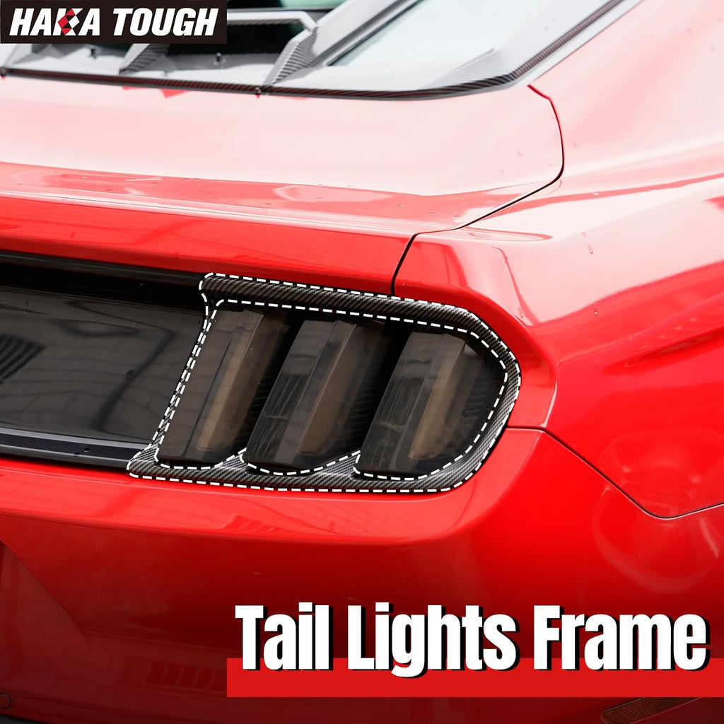 HAKA TOUGH Tail Light Lamp Cover Frame for Ford Mustang 2015 2016 2017 Taillights Frame Trim Bezels Ring for Mustang Accessories Carbon Fiber Black 2PCS
