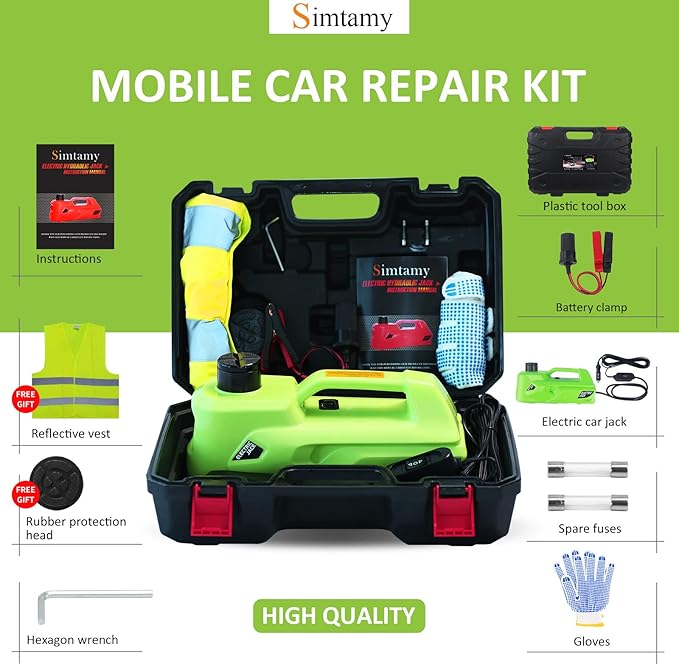 Electric Car Jack 5Ton 12V Hydraulic Car Jack Lift Built-in Safety Hammer - Image 6