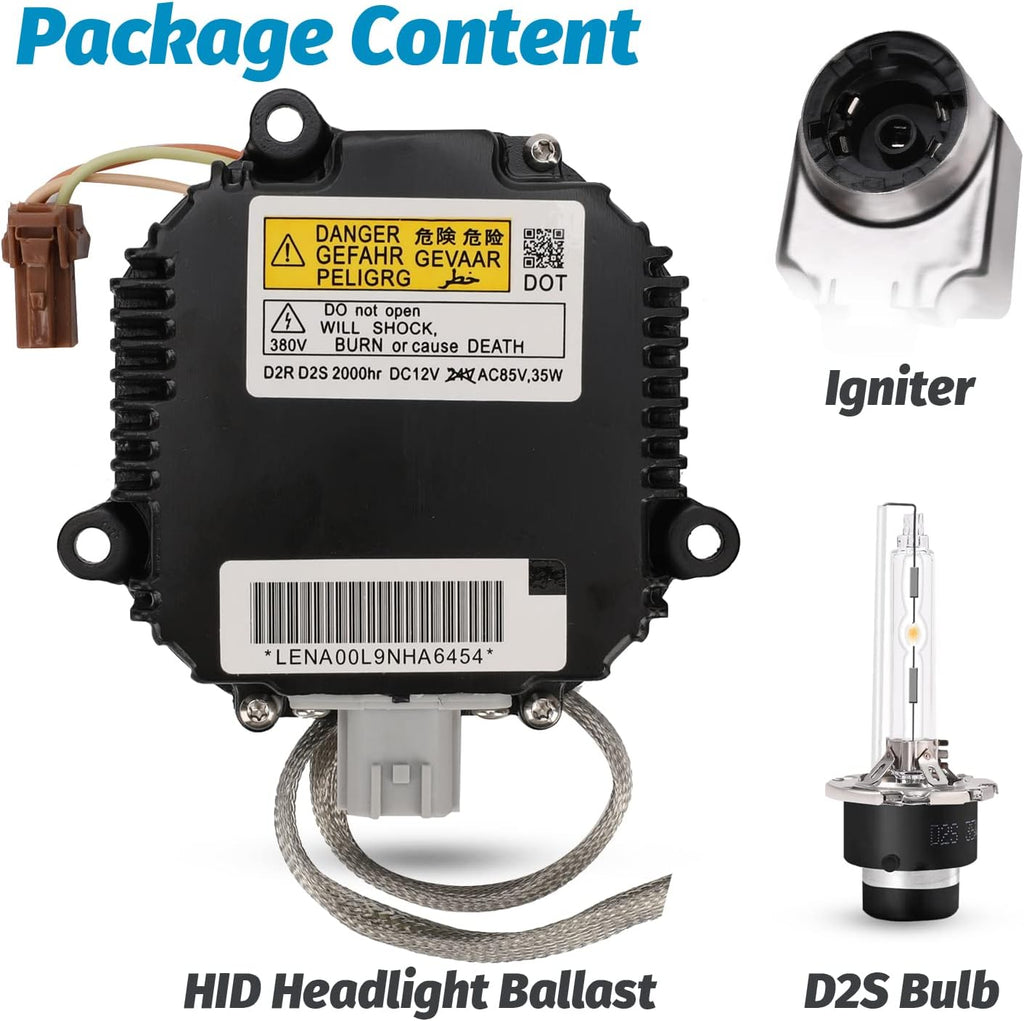 Xenon HID Headlight Ballast Control Unit with Igniter & D2S Bulb - Compatible with Nissan Altima, 350Z, Maxima, Murano, Rogue, Infiniti G35, G37, FX35- Replaces 28474-8991A 28474-89904 NZMNS111LAN