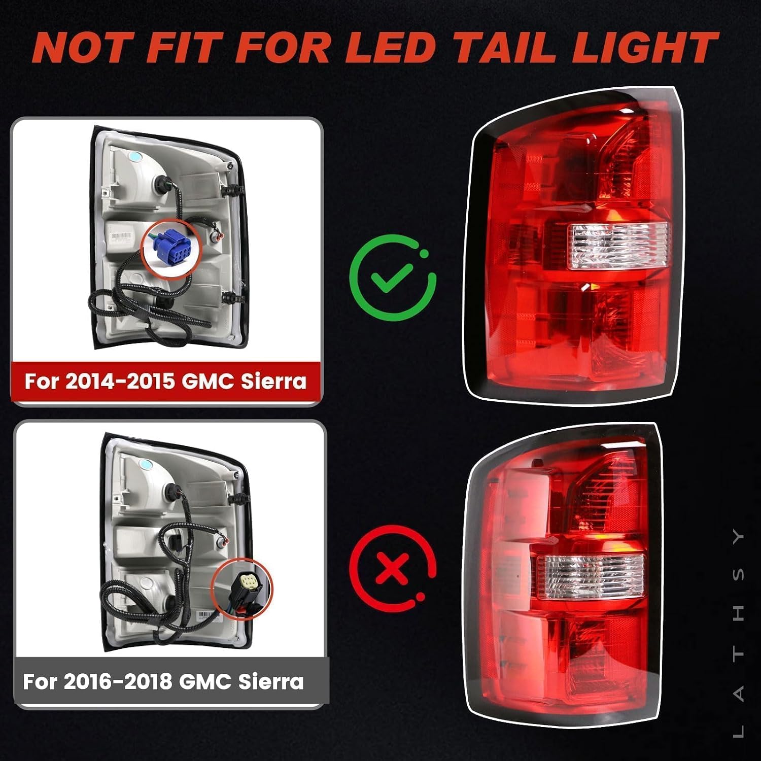 Tail Light Compatible With 2014 2015 GMC Sierra 1500 2500HD 3500HD Taillights Taillamps Brakelights with Bulbs Tailight Right Passenger Side Replace Part Number 23424738 Halogen