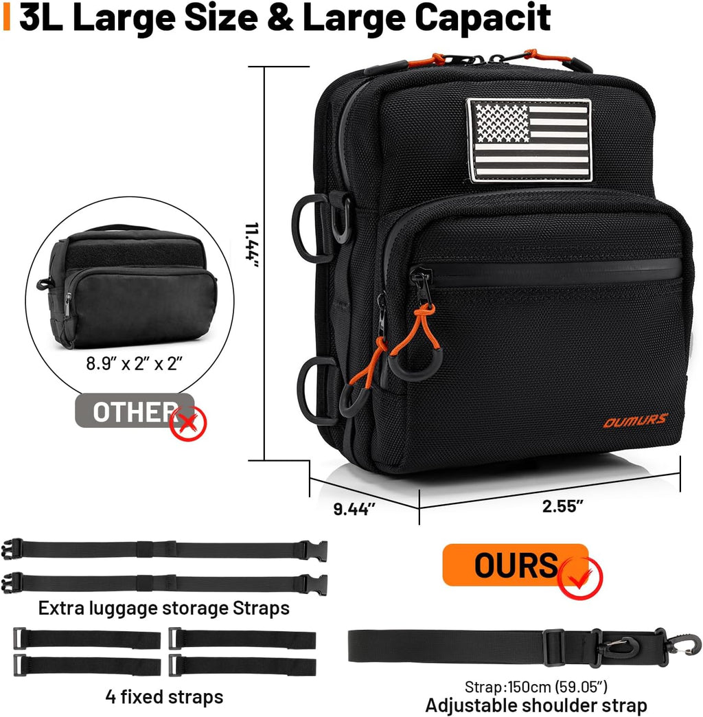 Oumurs Motorcycle Handlebar Bags,1680D Water-resistant Universal Bar bag American Flag Sissy Bar Bag Front Fork Storage Accessory Bag, For Softail Dyna Sportsters Dirt Bike Scooter E-bike Bicycle Blue