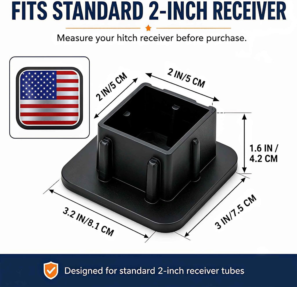 Trailer Hitch Covers American Flag Red, Heavy Duty 2 Inch Hitch Cover for Weather Protection, Rubber and Metal Hitch Receiver Cover Plug Cap for Trucks SUVs and Off-Road Vehicles