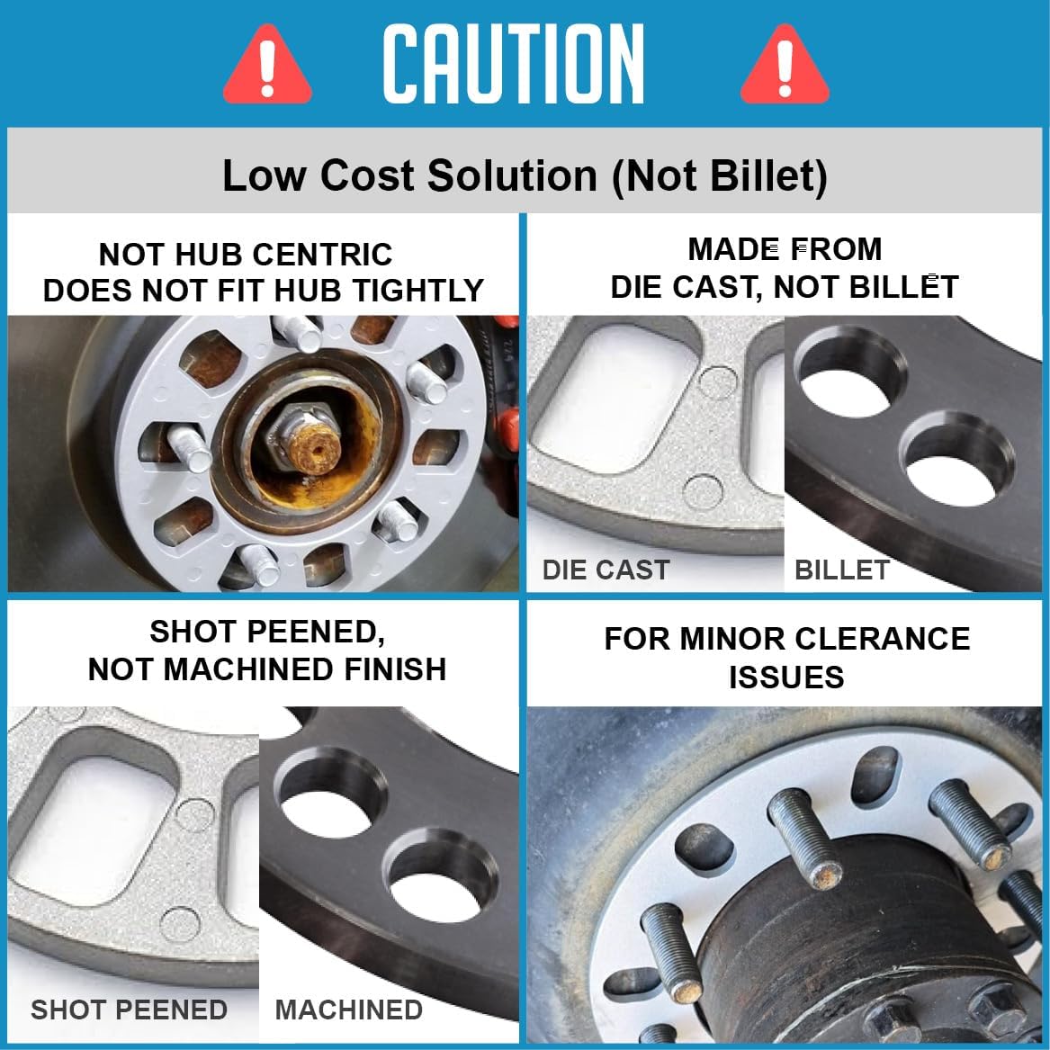 Wheel Accessories Parts 4 Pcs Die Cast Wheel Spacer 12mm 1/2" Thick Fits Bolt Patterns 5x4.25 5x110 5x112mm 5x4.5 5x115 5x120mm 5x4.75 5x5 5x135mm Fits 5 Lug Pass Cars Light Trucks - Not Hub Centric