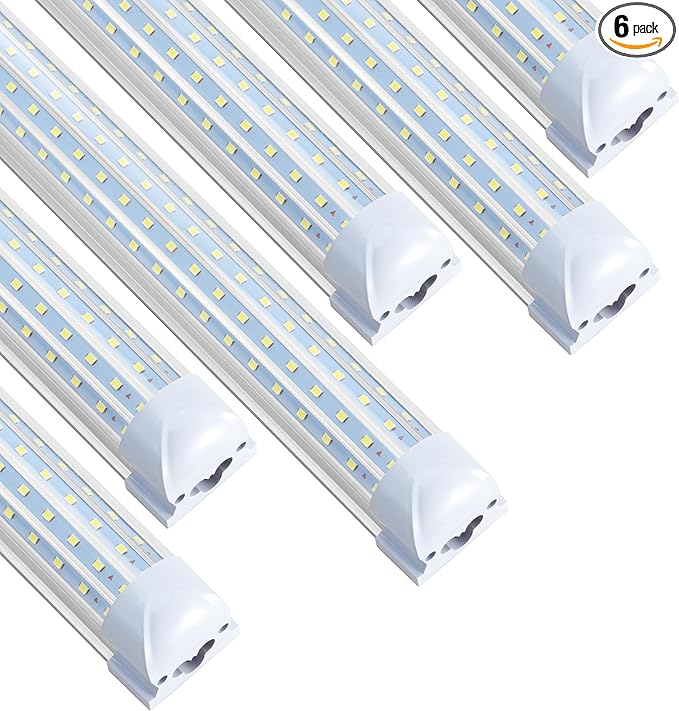 6 Pack 8FT T8 LED Shop Lights, 120W Integrated Tube Light, 19200LM 6000-6500K by Unknown
