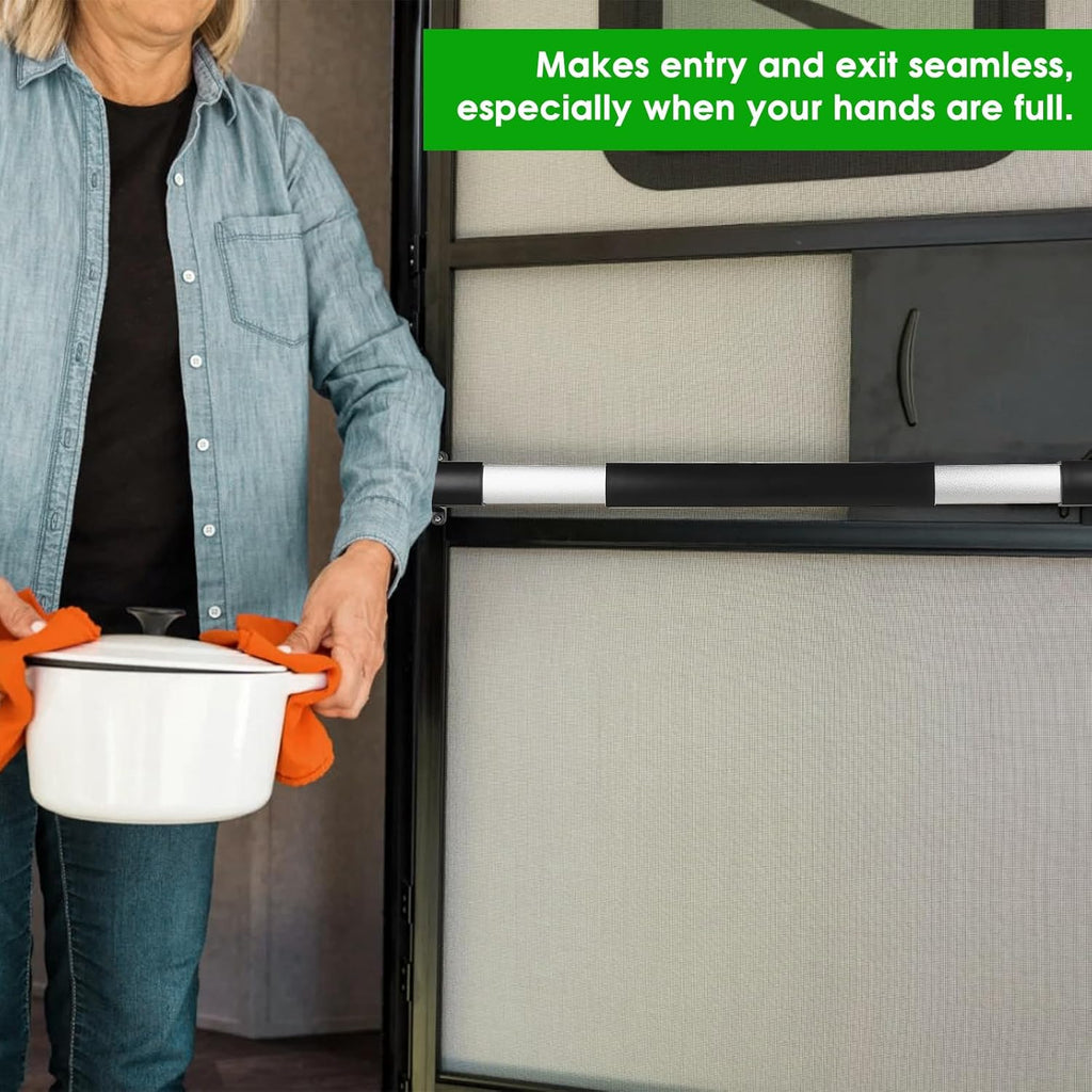 Freeboy RV Screen Door Handle Grab Bar Camper Screen Door Handle Adjustable from 21-5/8 to 28-5/8 Inch Cross Bar Handle Suitable for Most RVs Aluminum