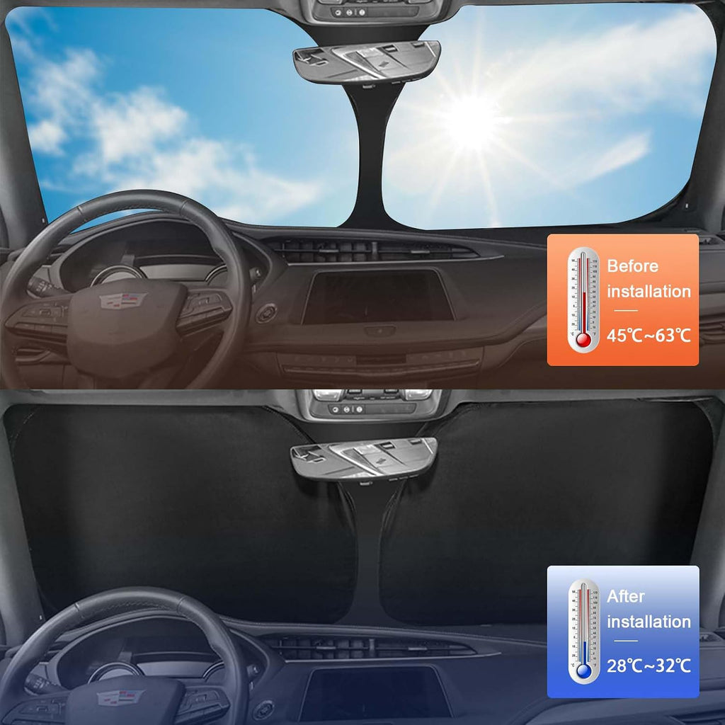 6 Layers Custom Fit Windshield Sun Shade for 2016-2021 Honda Civic, Foldable Car Sunshade with Storage Bag, Heat Reflective & UV Protection