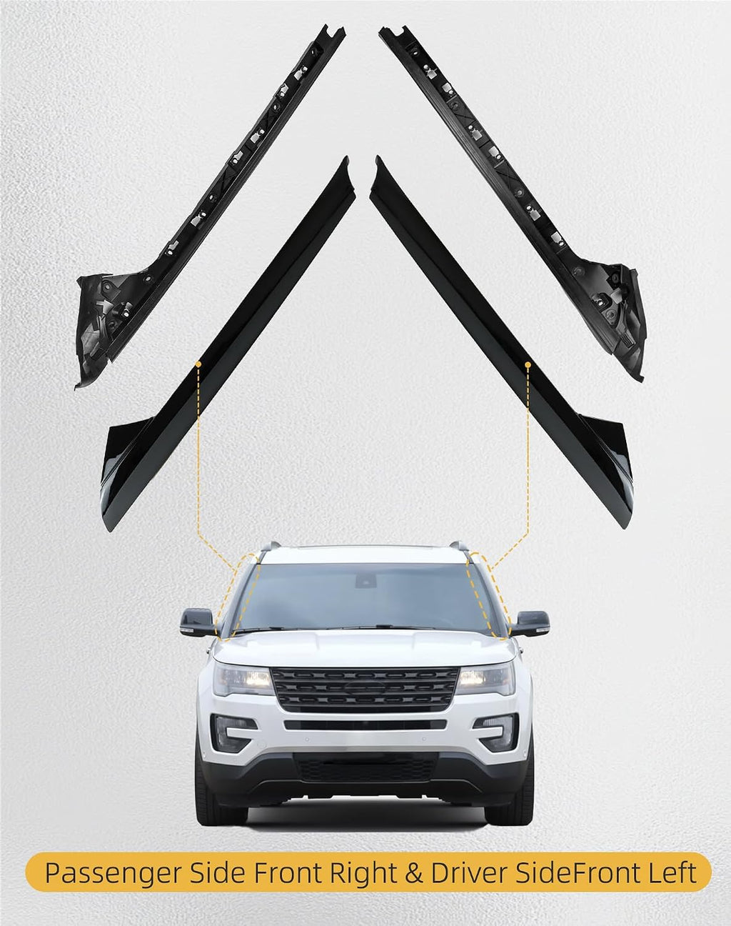 Flecto 2-Pack A-Pillar Molding Trim Outer & Inner Brackets Front Left & Right Pair Compatible with Ford Explorer 2011-2019, Replaces 926-450 926-451