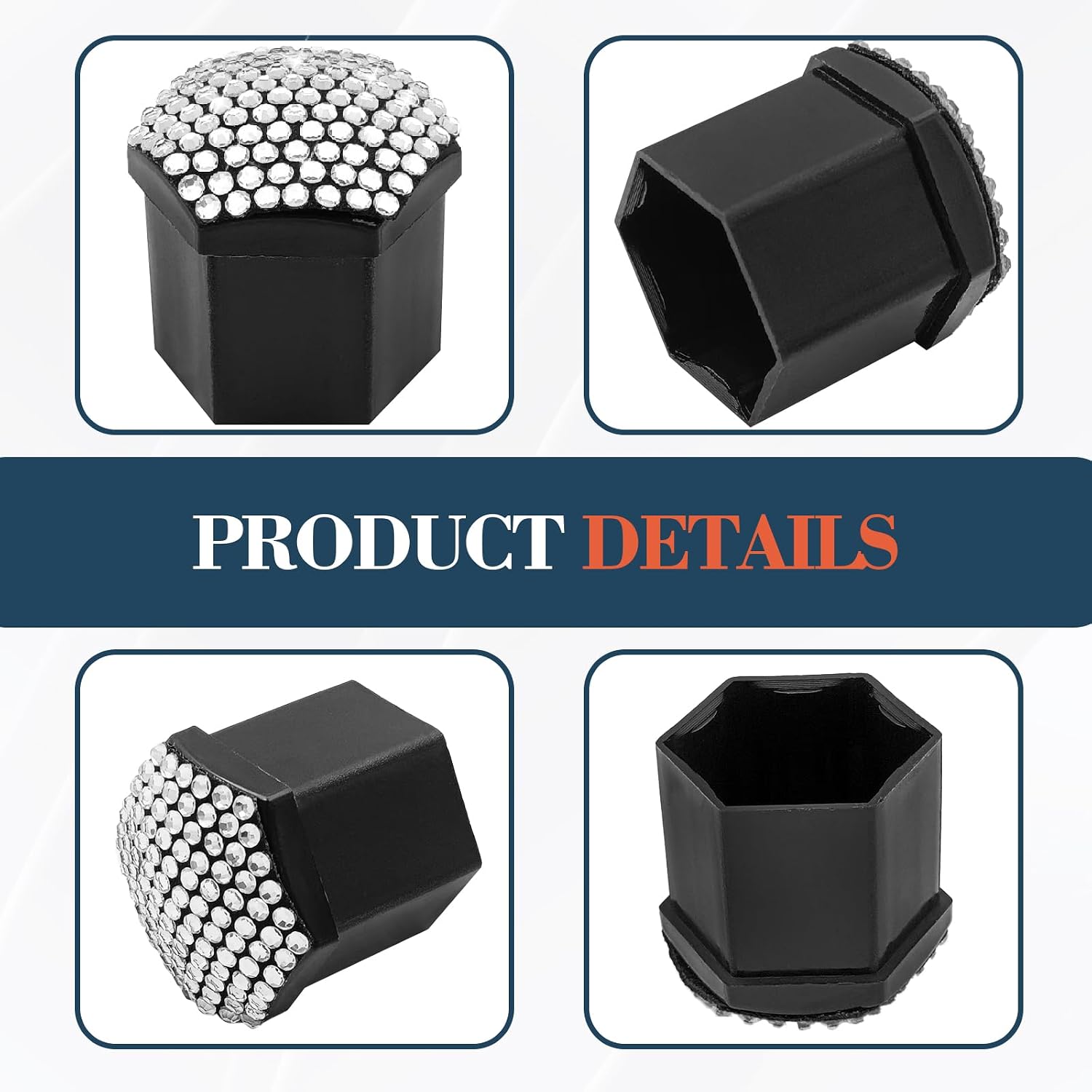 20 Pack Durable Anti-Theft Lug Nut Covers (19mm/0.75in) Universal Wheel Hub Bolt Caps with Removal Tool Automotive Decoration Accessories for Most Cars Diamonds White