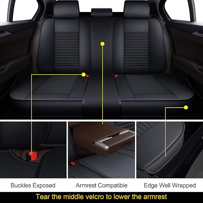 LINGVIDO Car Seat Covers, Breathable and Waterproof Faux Leather Automotive - Image 8