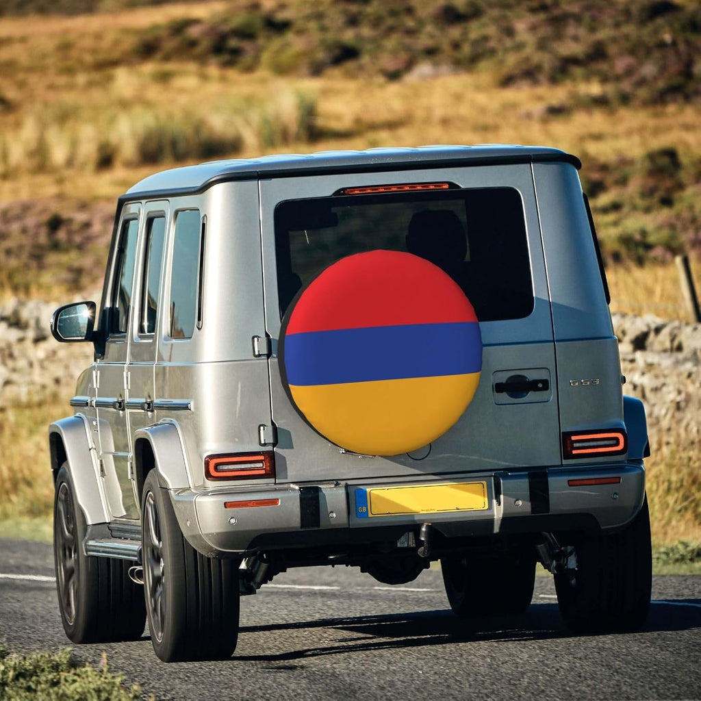 Flag of Armenia Print Universal Spare Tire Cover for RV, Jeep | Wheel Protector Fits Rv, Trailer, Jeep, Shield Tires From Sun, Dirt And Rain For Outdoor Storage