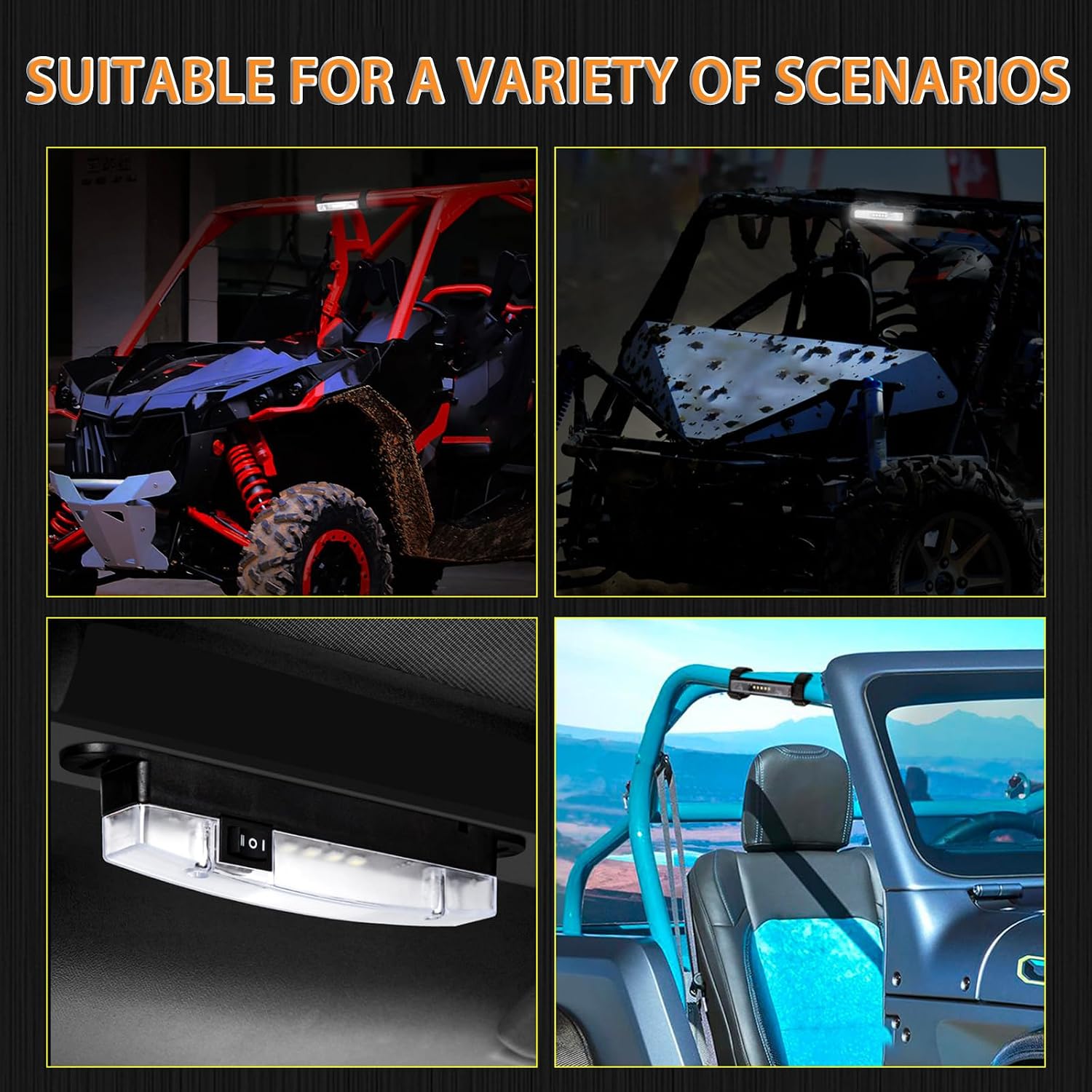 Off Road UTV Roof Light for Tracker 800SX LE 2021-2026, with Adjustable Strap, Work Light for Trail Riding Camping Hunting Headlight for Roll Bar