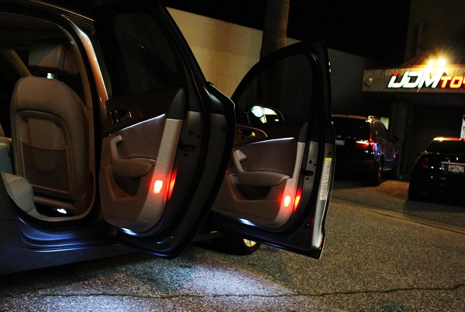 iJDMTOY Clear Lens Brilliant Red LED Footwell, Door Sill, Side/Under Door Lights, Compartment Glove Box or Trunk Cargo Lights, Compatible With Audi A1 A3 A4 A5 A6 A7 A8 Q3 Q4 Q5 Q7 Q8