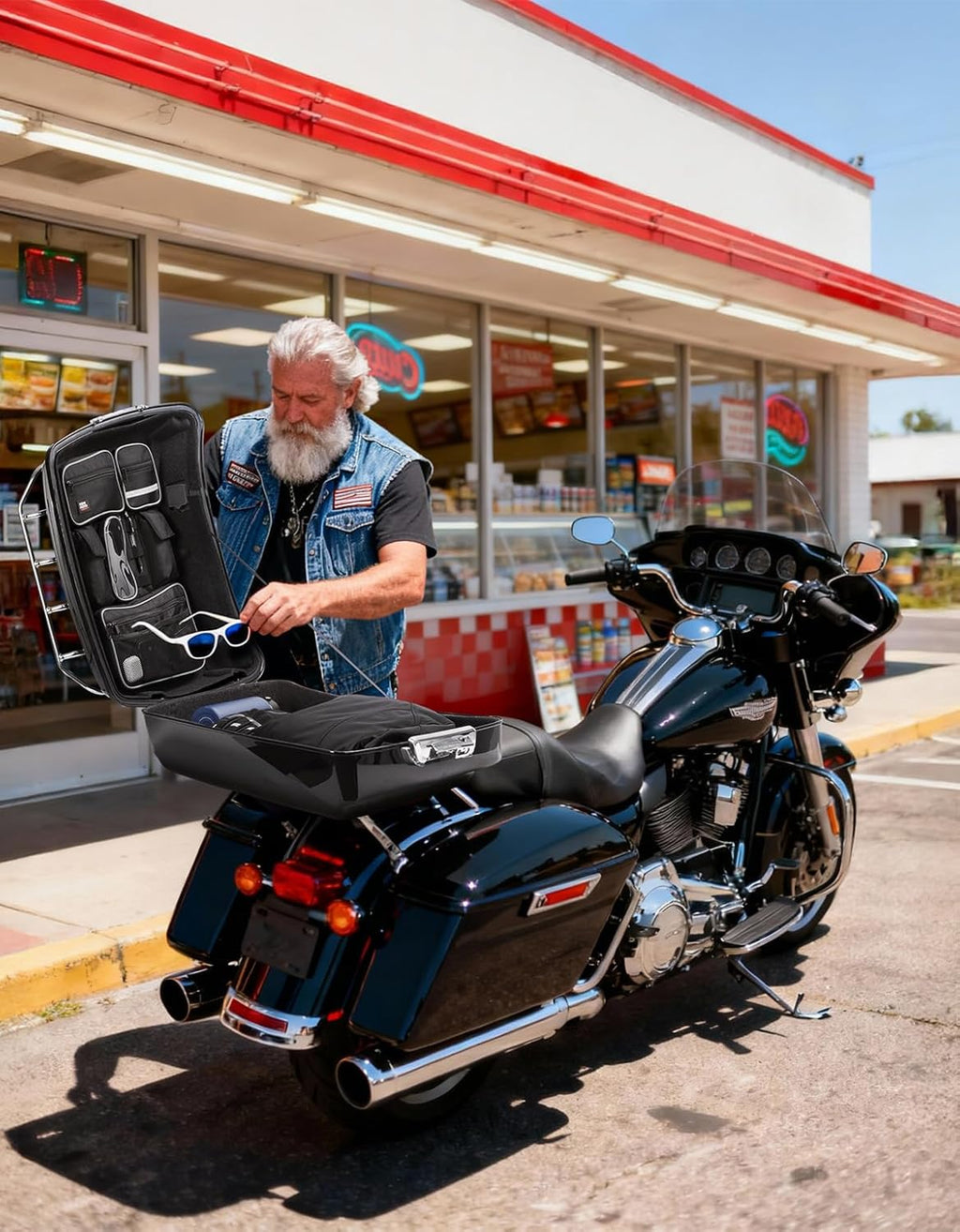 KEMIMOTO for Tour Pack Lid Organizer with Shell Motorcycle Storage Bag Chopped Tour Pack Liner Compatible with Touring Road King Electra Street Road Tri Glide Limited 2014-2025
