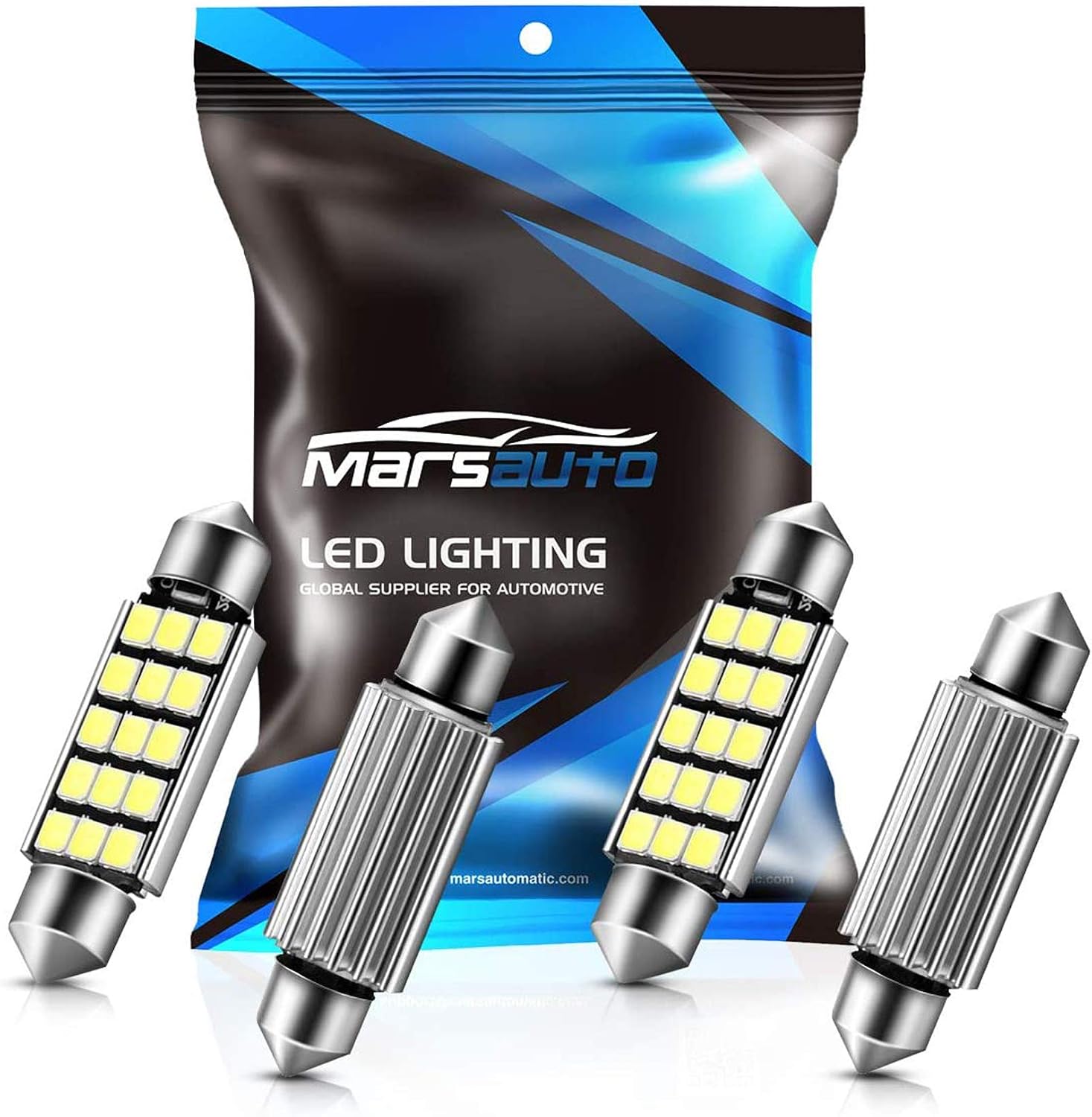 Marsauto 578 LED Bulbs Extremely Bright 400LM 2835 Chipsets for LED Interior Dome Map Door Lights Bulbs 211-2 212-2 569 6411 6451 41mm 42mm 1.65inch 6500K White RV Exterior Lighting (Pack of 4)