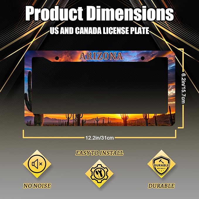 Arizona State Flag License Plate Frame Sunset Desert Cactus License Plate - Image 2