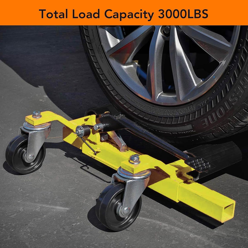 Garvee Car Wheel Dolly Set of 2, 1500 LBS Capacity Car Dolly with Hydraulic Tire Jack for Vehicle Positioning for Truck Rv Trailer, Yellow
