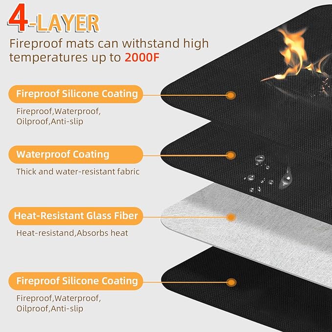Under Grill Mat for Outdoor Grilling, 70 x 48 inches Double-Sided Fireproof - Image 3
