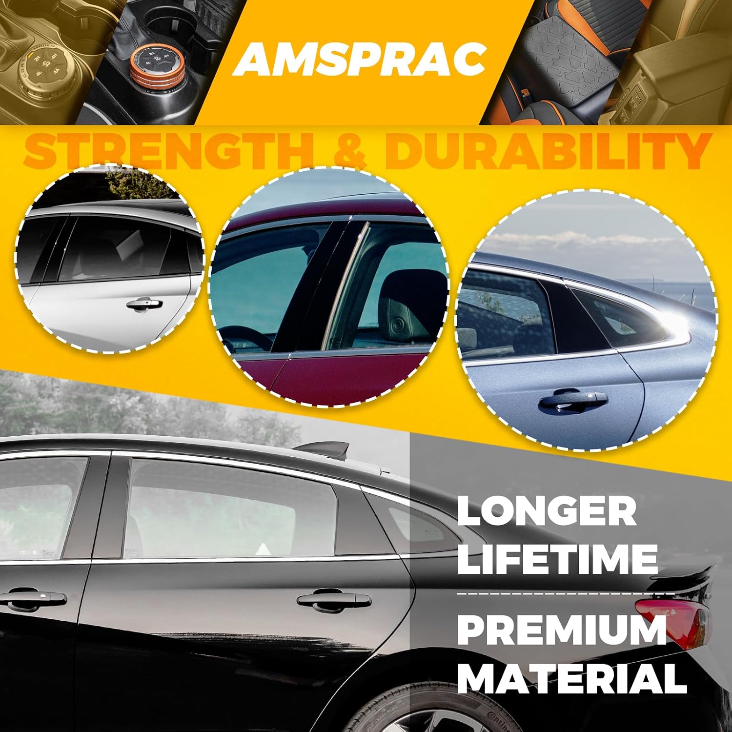 Door Pillar Covers fit for Chevrolet Malibu 2016-2021,Glossy Black Anti-Scratch Trim,Exterior Door Moldings,Window Decals,Window Outer Pillar Panel,Glossy Black,6PCS