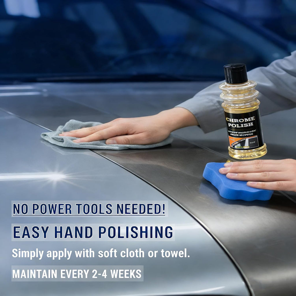 Chrome Polish & Metal Cleaner for Cars 5.07 fl oz, Rust Remover for Metals | Cleans & Restores Aluminum, Stainless Steel, Golf Clubs, Silver, Brass, Copper & Jewelry. 180-Day Shine Paint Protection.