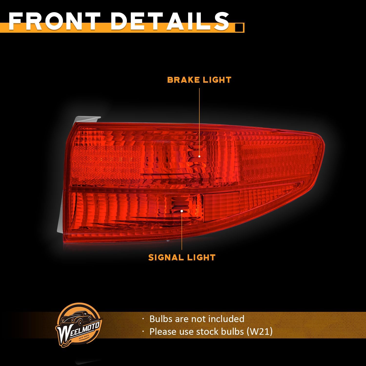 WEELMOTO Rear Brake Tail Light Assembly for 2005 Honda Accord only Left +Driver Side