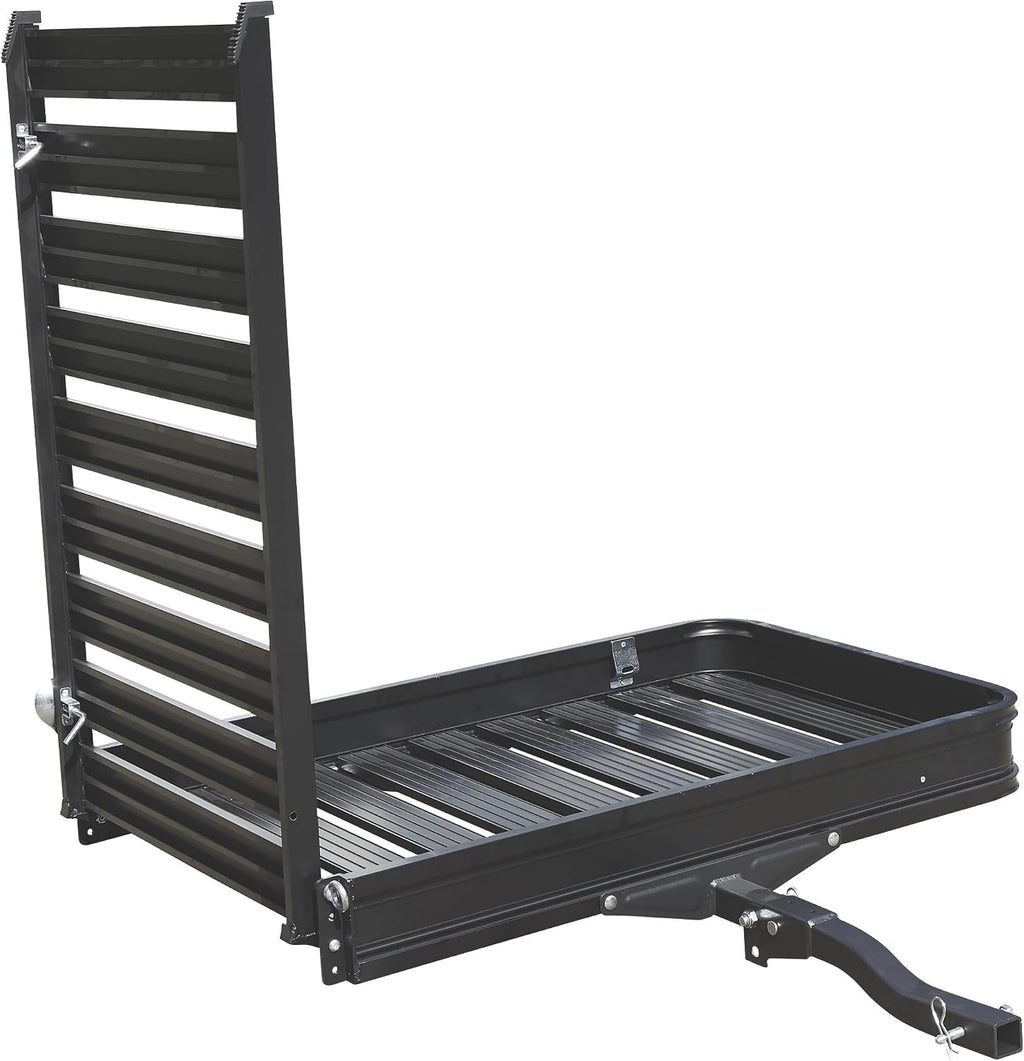 Ultra-Tow Aluminum Hitch Cargo Carrier with Ramp - 500-Lb. Capacity, Black, 60in. x 30in. x 4in.