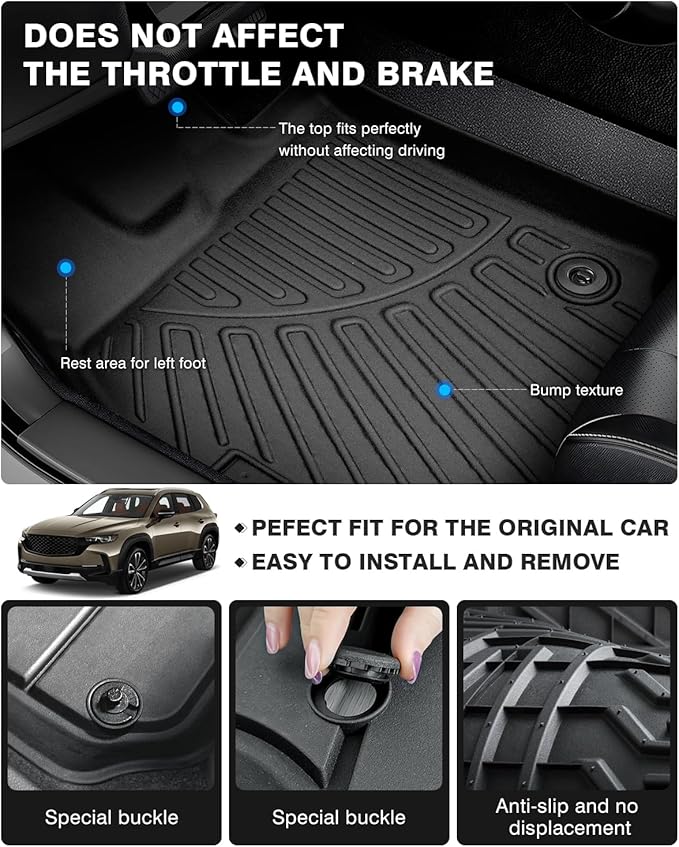 Powerty Floor Mats for 2023 2024 2025 Mazda CX50 CX-50 Accessories All Weather - Image 4