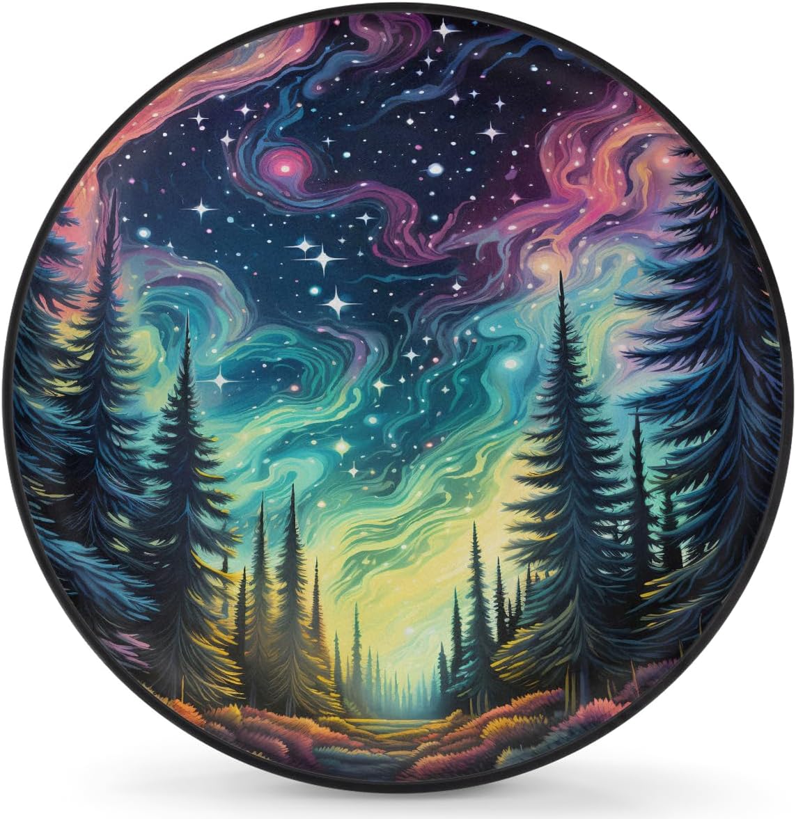 Forest Spare Tire Cover Waterproof Dust-Proof Spare Wheel Covers | Galaxy Rainbow Wheel Tire Cover Universal Fit for Camper Trailers RV SUV Truck Travel Trailers Accessories 17"
