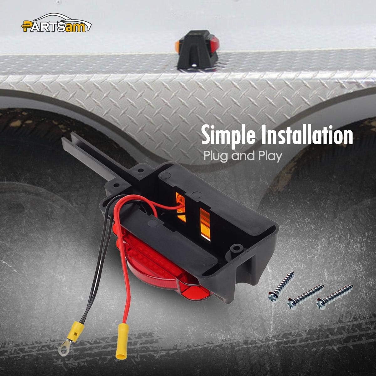 Partsam LED Trailer Fender Light Set [DOT Approved] 2 - Double Face 4" LED Marker Clearance Lights 7Diode