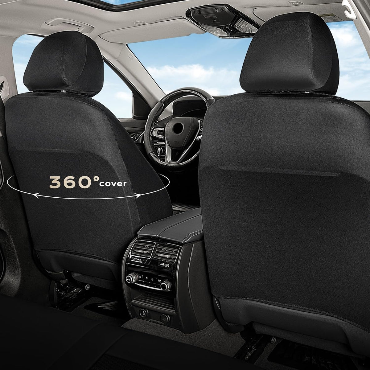 car seat covers full set, memory foam leather, side view