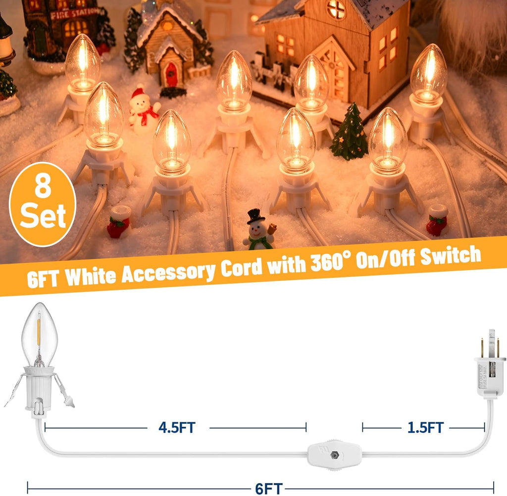 8 set 6ft white lamp cord with switch, view 9
