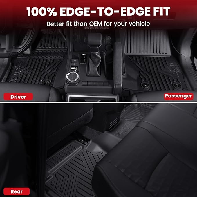 LASFIT Floor Mats for Toyota Tacoma 2024 2025 Double Cab All Weather Floor - Image 8