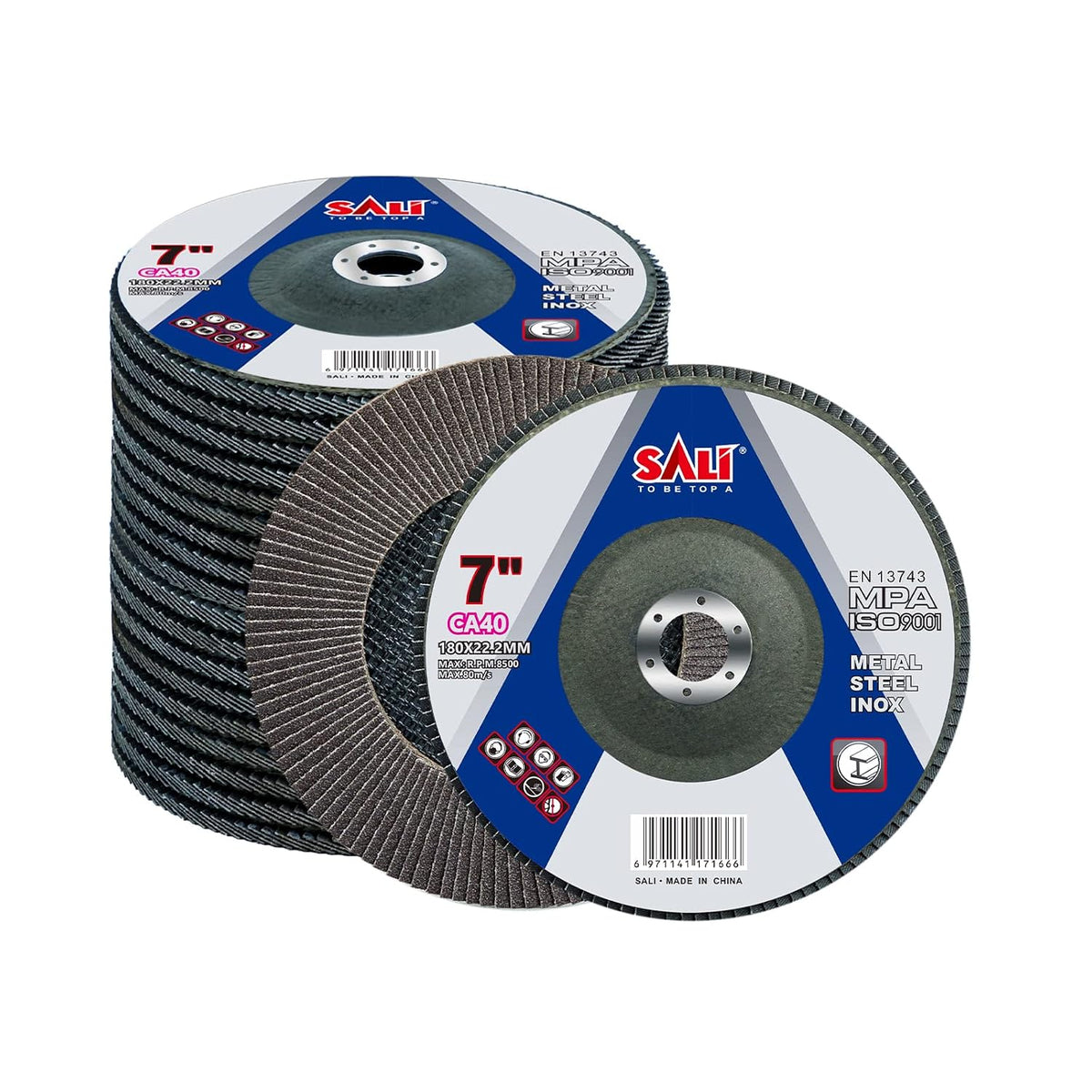 sali 10 pack flap disc 40 grit 7", main product view