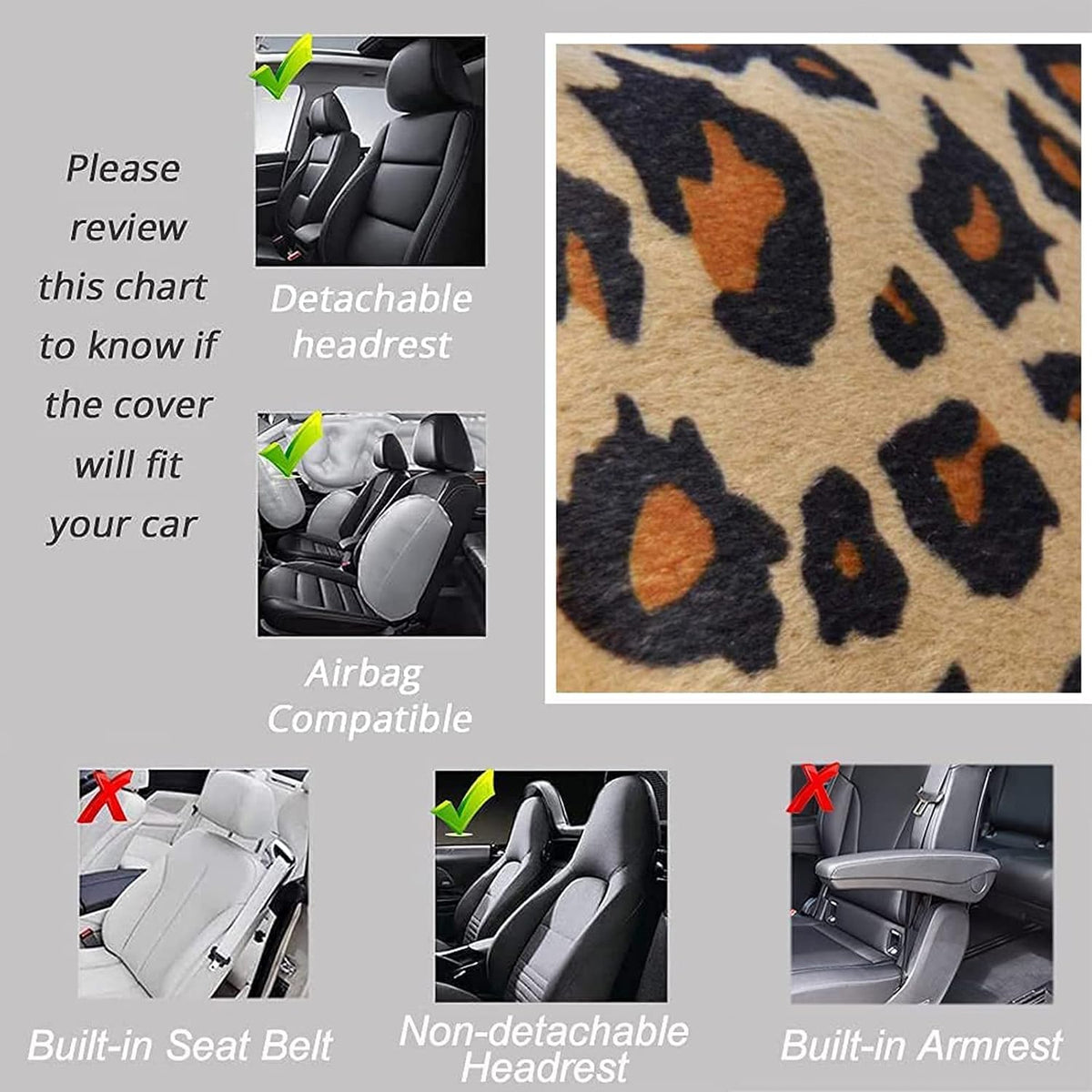 autofan leopard car seat covers full set with, package contents