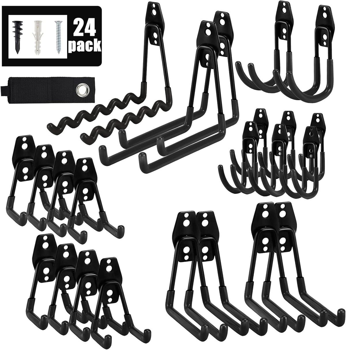 aoben 24pcs garage hooks, heavy duty double garage, main product view