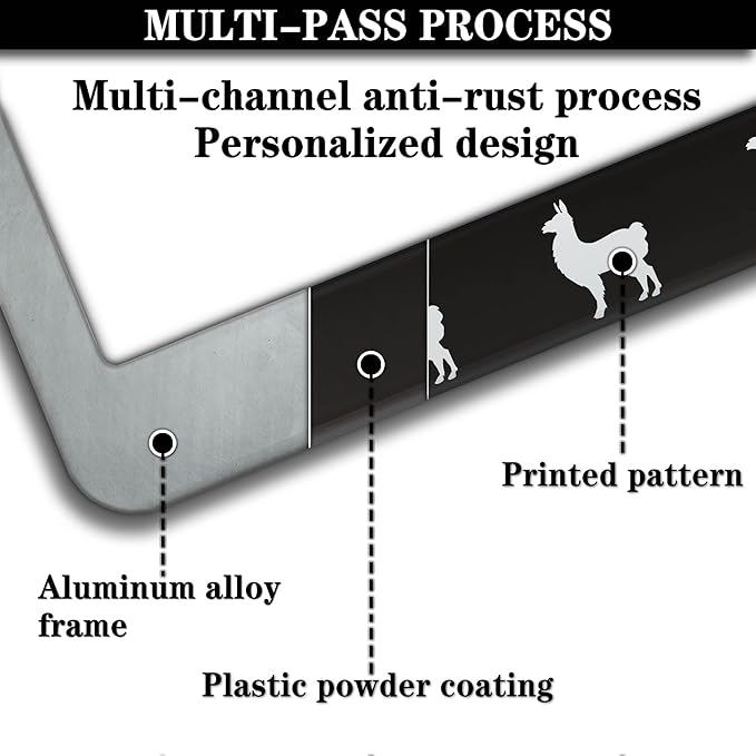 License Plate Frames Black and White Automotive Exterior Accessories Llama - Image 5