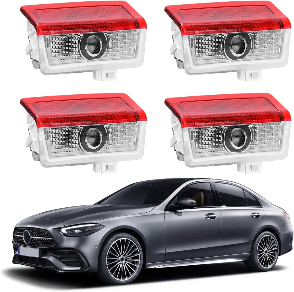 Car Door Lights Logo Projector - 4K HD Puddle Lights for A/B/C/E/S/CLA/CLS/GLA/GLB/GLC/GLE/GLS/G/SL-Class/AMG GT 4-Door/V-Class/Metris Series (4 Pack)
