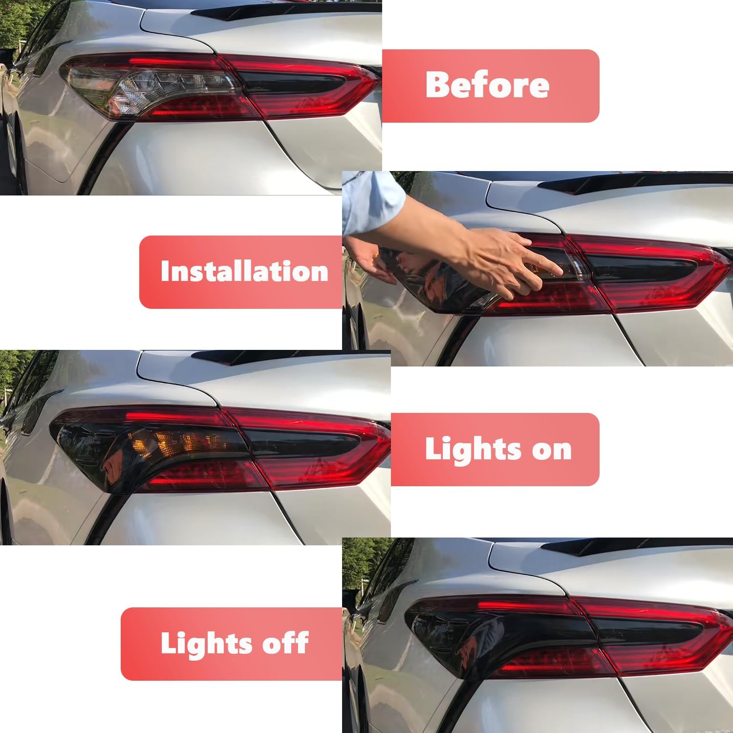 AUCERAMIC 4Pcs Tail Light Lamp Cover Guard Trim Fit 2018 2019 2020 2021 2022 2023 2024 for Toyota Camry Tail Light Frame Bezels