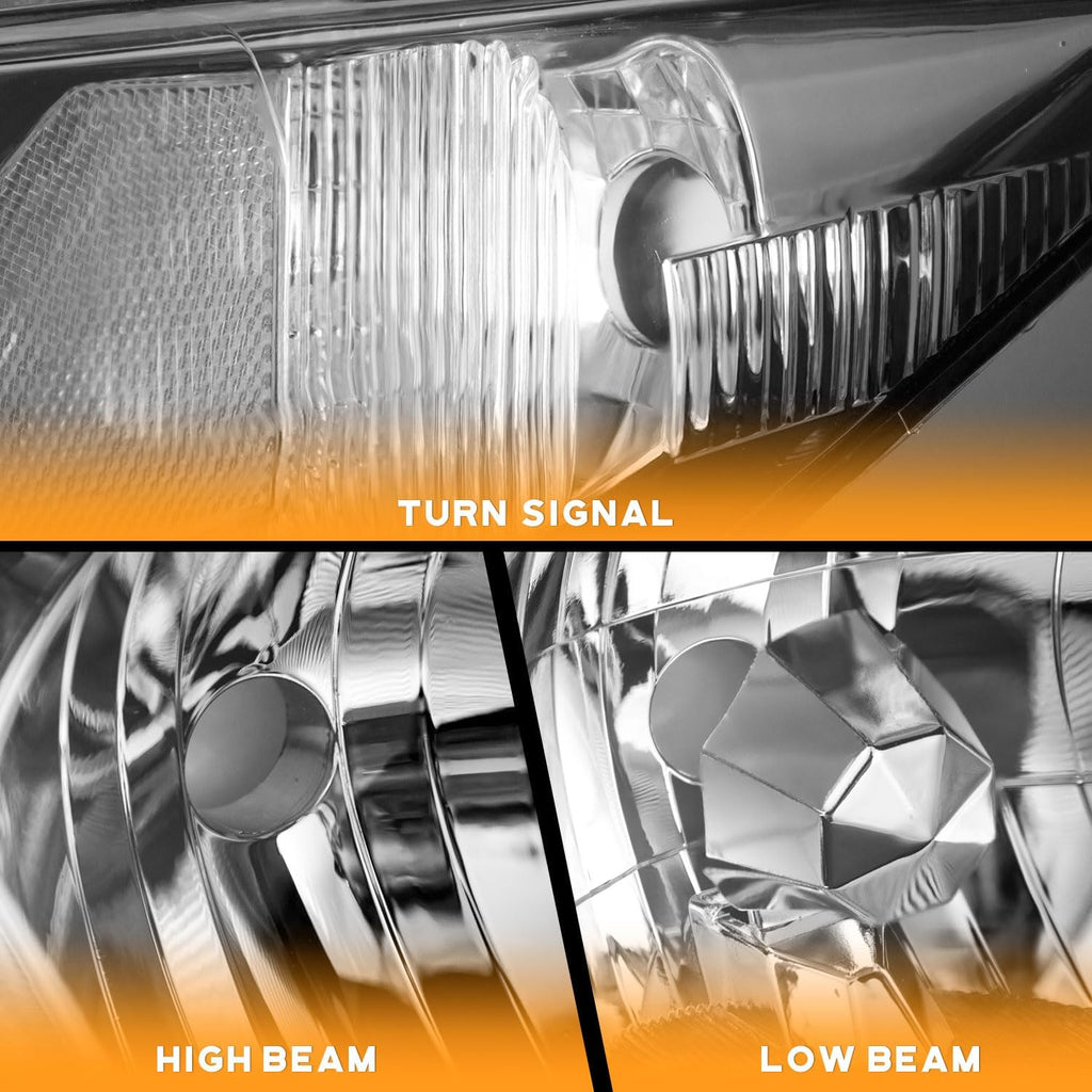 WEELMOTO for 2012-2015 Honda Civic 4Dr Sedan Headlights for 12-13 Honda Civic 2Dr Coupe Pair Headlamp Black Housing Clear Reflector Left+Right Side (Does NOT Fit Hybrid or Hybrid-L Models)