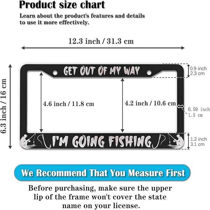 Car License Plate Frame Black and White License Plate Frames Get Out of My Way - Image 2