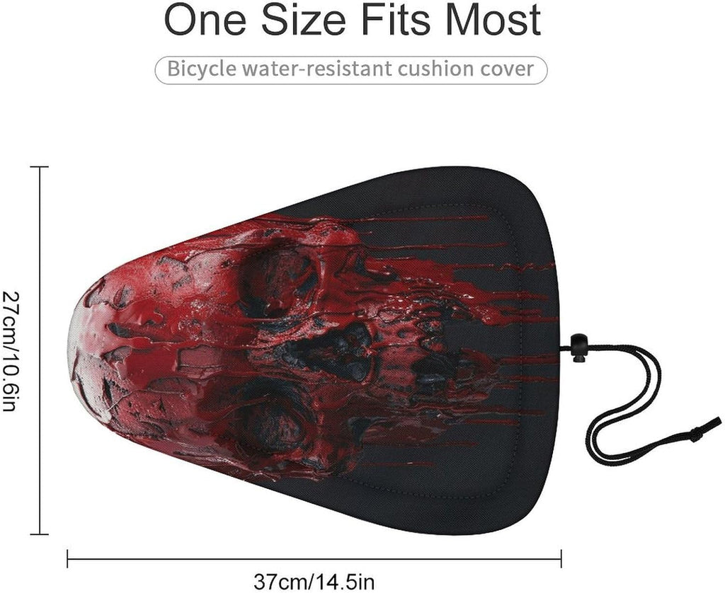 Skull Dripping Red Bike Seat Cover Waterproof Bike Seat Cushion with Adjustable Drawstring Universal Fit Bicycle Accessories, Non-Slip Bicycle Saddle Protector for Sun & Dust (14.5x10.6 in)