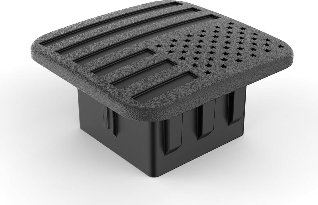 2" Black American Flag Hitch Plug Cover for 2 Inch Receiver, Heavy Duty Rubber Trailer Hitch Cover for Trucks, SUV, Tow Hitch Receiver Plug, No Pin Needed (Fit 2" receivers)