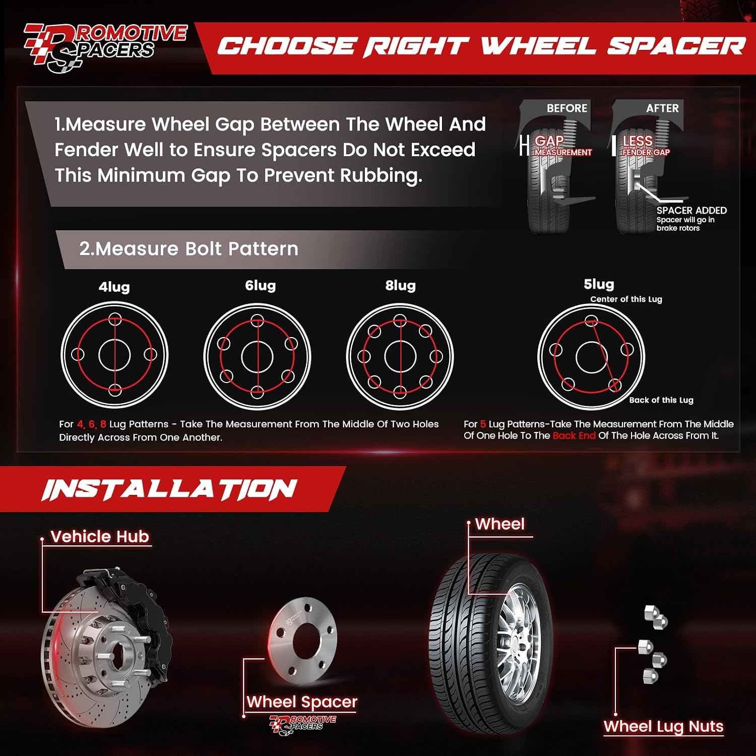 PMS 5mm Hub Centric Wheel Spacers 5x114.3 (5x4.5) 67.1mm M12x1.5 Studs 4PCS | Forged 6061-T6,Anodized Finish,10.9 Grade Studs,Direct Bolt On, For Mazda, Mitsubishi, Hyundai, Kia
