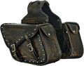 Dream Apparel Naked Cowhide Leather Motorcycle Saddle Bags Studded Throw Over by DreamApparel