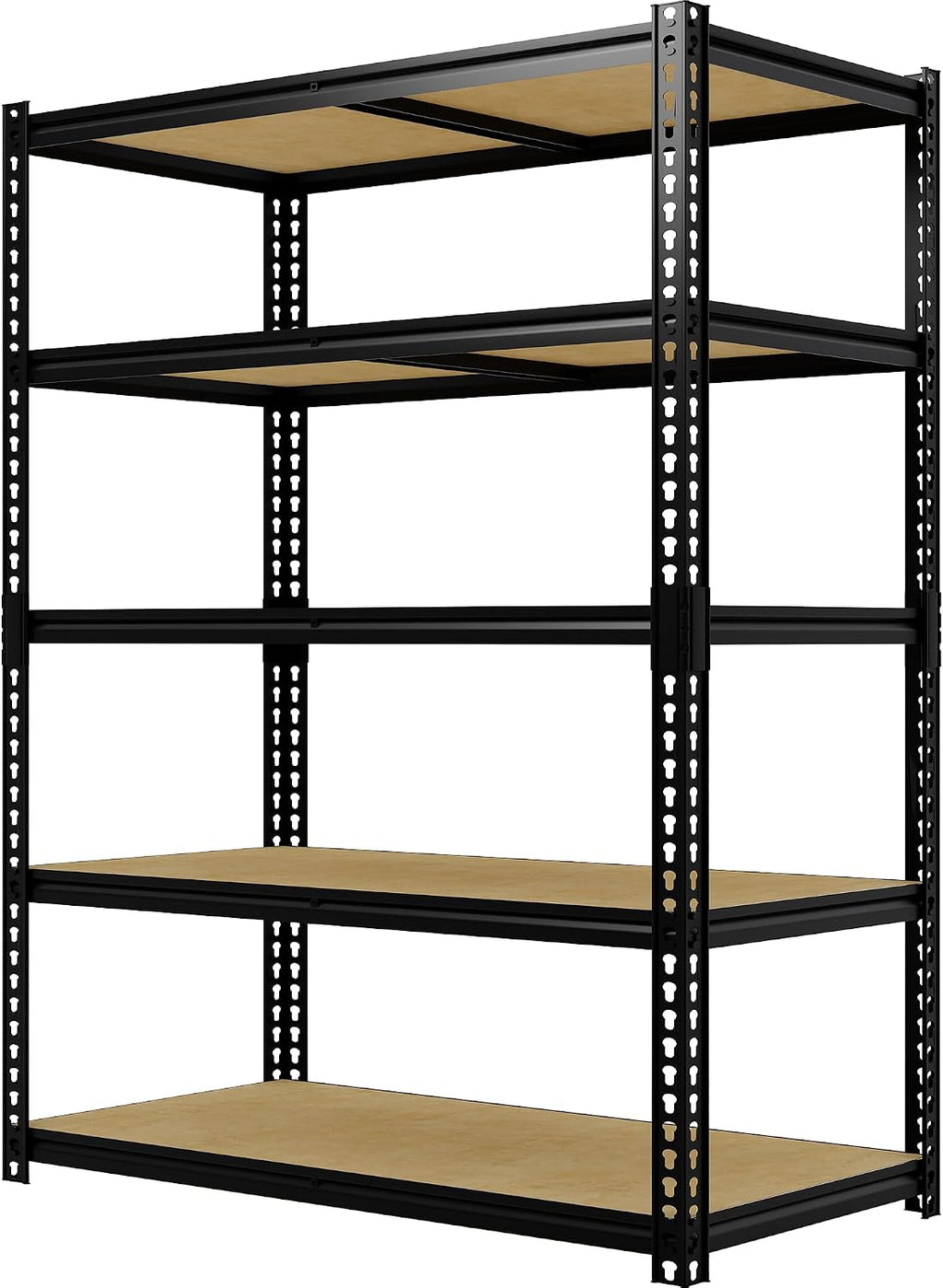 heavy duty garage storage shelves, 5-tier metal adjustable shown in use