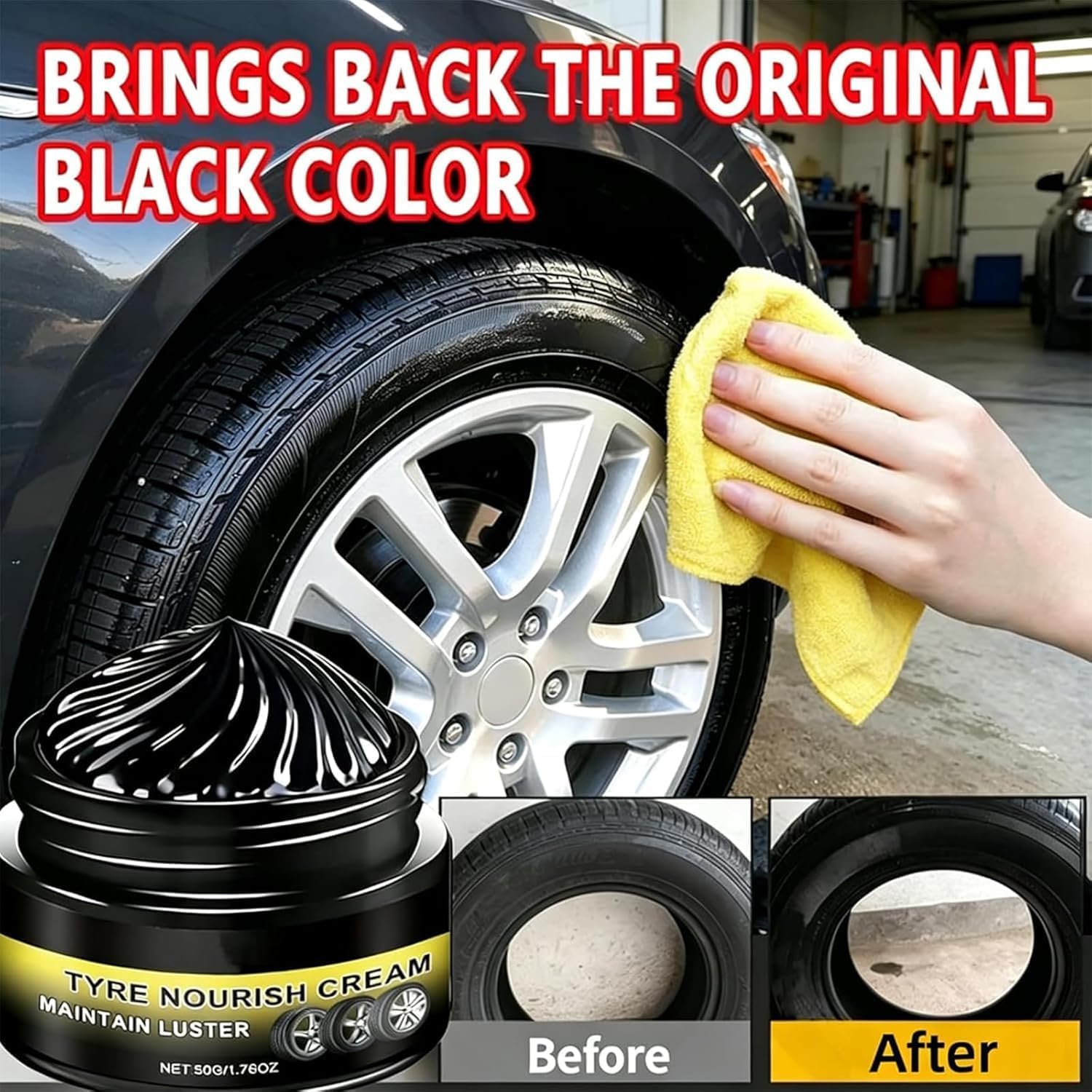 Gel Abrillantador De Llantas De Larga DuracióN, Tyre Nourish Cream, Tire Coating Paste Rapid Acting, Premium Tire Coating & Trim Restorer, Long-Lasting TireShine Gelfor For Car Tires (3PCS)