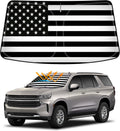 D-Lumina Winshield Sun Shade with USA Flag for Chevy Tahoe 2021 2022 2023 2024 2025, Foldable Front Sun Shield Protector Blocks UV Rays, Window Sunshade Sun Visor Interior Accessories