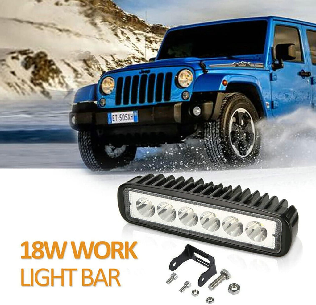 Yibid Motorcycle 18W LED Driving Work Front Fog Head Light Lamp with 3 Wire Flashing Brake Replacement for Bobber Cafe Racer Cruiser ATV Vessels Off-Road Vehicles Trucks Fire Engines SUV ATV 4WD Car