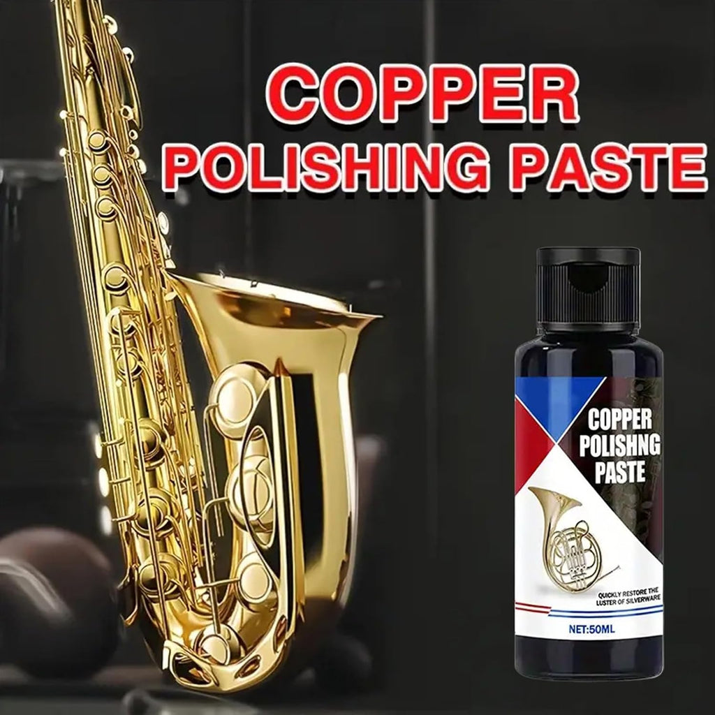 Brass Cleaner - 50ml Tarnish Remover and Polisher with Sponge for Bronze, Aluminum, Chrome, and Silverware, Fast-Acting Formula with Easy Application, Metal Cleaner for Watches, Stoves