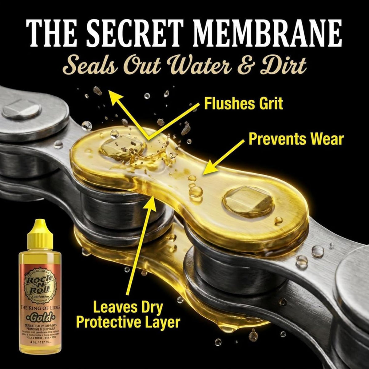 rock n roll bike lubricant application kit, gold showing dimensions